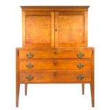 Fine Figured Maple Federal Desk w Upper Case