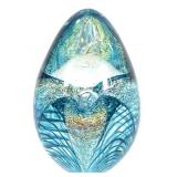Glass Eye Studio Aqua Passion Flower Paperweight