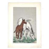 Eiichi Kotozuka Hanga Woodblock Horses