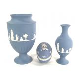3 Pcs Wedgwood Jasperware Vases & Trinket