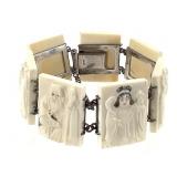 Carved Estate Ivory & Silver Divinities Bracelet
