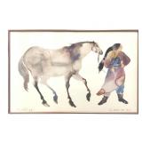 Carol Grigg She Walks w Horses WC Reprod Print