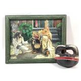 Traditional Barong Dance Painting & Monkey Mask