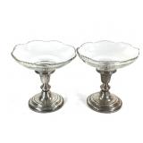 Frank M Whiting Sterling Base Glass Compote Pr