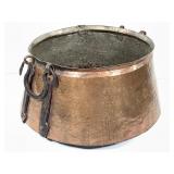 Antique French Riveted Solid Copper Pot w Repair