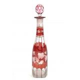 Bohemian Ruby Cut-to-Clear Decanter w/ Stopper