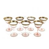 Pink Depression Optic Glass Gold Encrusted Rims