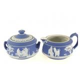Wedgwood Blue Jasperware Sugar & Creamer Dishes