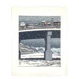 Ito Nisaburo Sanjo Ohashi Bridge in Snow Woodblock
