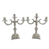 1980 GIM Ornate Cast Metal 3-Arm Candelabra Set