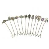 Sterling Silver & Abalone 12 Cocktail Forks