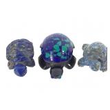 Carved Lapis & Semi-Precious Stone Turtles