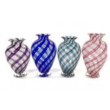 Signed Angelo Fico Spiral Art Glass Vases