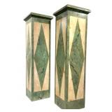 Faux Marble Painted Display Pedestal Pair