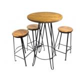 Bar Table & 3 Stools w Iron Bases