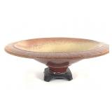 Lg Studio Pottery Multi-Color Glazed Bowl w/ Stand
