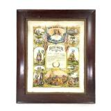 Improved Order Red Men Color Litho Antq Frame