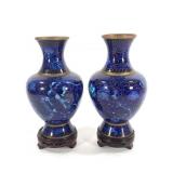 Pr Cloisonne Vases w Stands