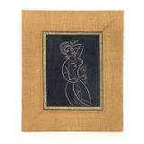 MCM Scratchboard Art Female Nude
