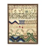 Historic Mexican 1851 Needlework Band Sampler