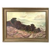 Framed H. Hoskins Flower Landscape Oil Painting