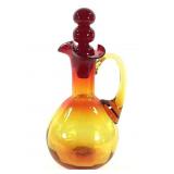 MCM Rainbow Art Glass Amberina Cruet w/ Stopper