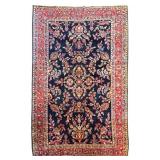 Large Red Blue Cream Rug - 108" x 73"