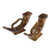 Anna Van Briggle Pottery Cornucopia Vase Set