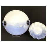 Bing & Grondahl Seagull Cake Plate & Ruffled Bowl