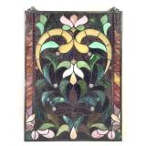 Stained Textured & Jeweled Glass Window Panel
