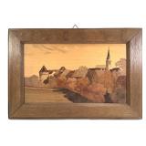 Charles Spindler Marquetry Panel Alsace Early 1900