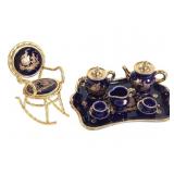 Vtg Limoge Porcelain Miniature Tea Set & Chair