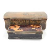 19th C. Lacquered Wood / Tortoise Shell Boxes