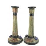 Pr Weller Pottery Woodcraft Grape Candle Holders