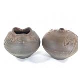 Stoneware Studio Pottery Round Vases