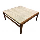 MCM Travertine Top Coffee Table