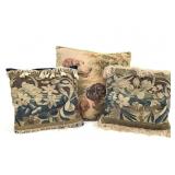 Antique English Woven Tapestry Throw Pillows