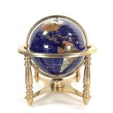 Desk Top Globe w Semi Precious Stone Inlay