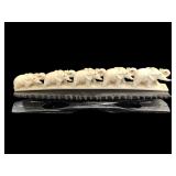 Estate Ivory Elephant Parade w Ebony Base