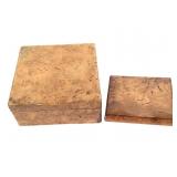 Antique Karelian Wood Lidded Box & Cigarette Case