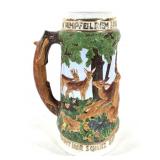 1972 Handpainted Ceramic German Hunting Beer Stein