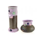 Schafer & Vater Jeweled Lilac Jasperware Vases