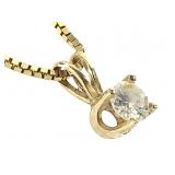 14K Necklace w Diamond Pendant 3.5g TW 24" L