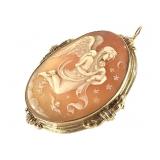 14K Ant Carved Shell Cameo 2" H