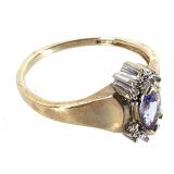 14K Tanzanite Diamond Ring 1.7g TW Sz 5 1/4