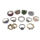 Sterling Colorful Rhinestone Rings & Earrings