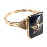 10K Eastern Star Ring 2g TW Sz 7