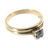 14K Diamond Wedding Set 2.9g TW Sz 6