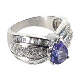 14K WG Tanzanite Diamond Ring 6.6g TW Sz 6