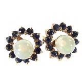 14K Opal Earrings w Sapphire Jacket 1.65g TW
